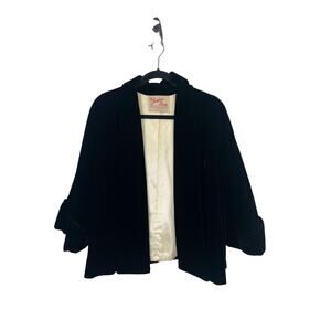 vintage black velvet evening coat Junior Shop label from The J.L. Hudson Co